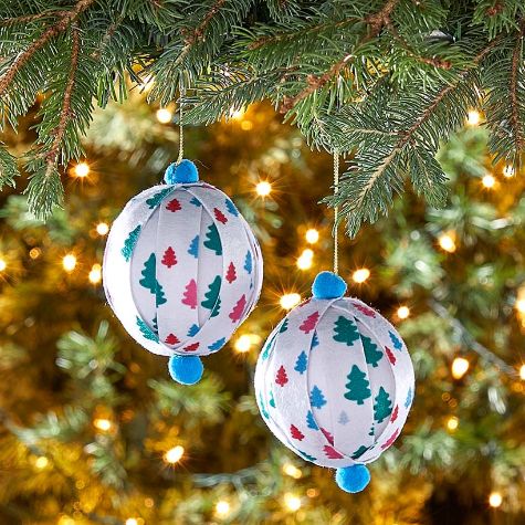 Sets of 2 Patterned Paper Ball Ornaments