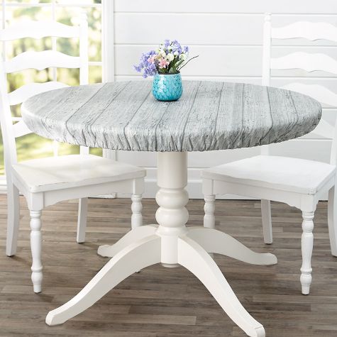 Custom-Fit Wood-Look Table Covers - Gray