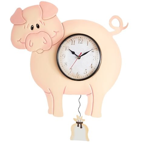 Down on the Farm Pendulum Wall Clocks - Pig