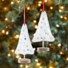 Sets of 2 Embellished Plush Tree Ornaments - White