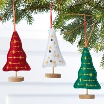 Sets of 2 Embellished Plush Tree Ornaments