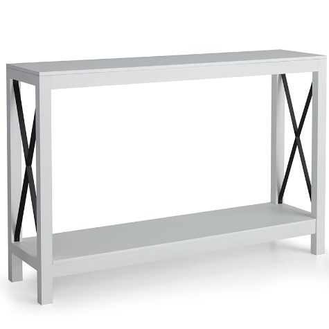 Console Table with X Design Sides - White