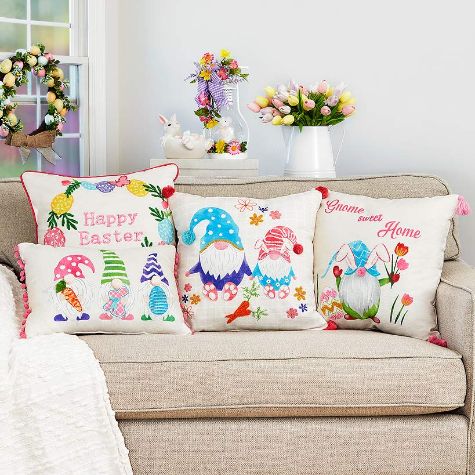 Spring Gnome Easter Accent Pillows