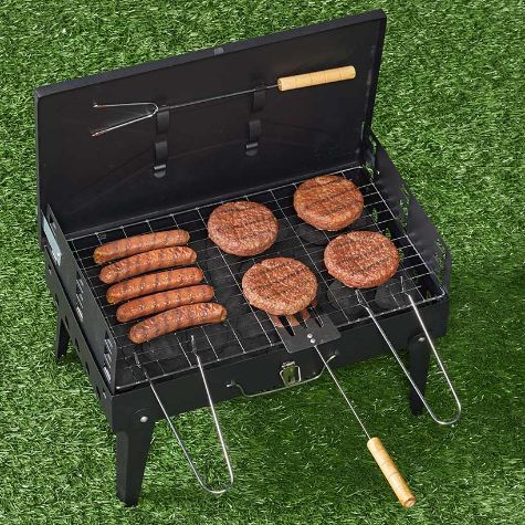 Outdoor Charcoal Grill with Tools