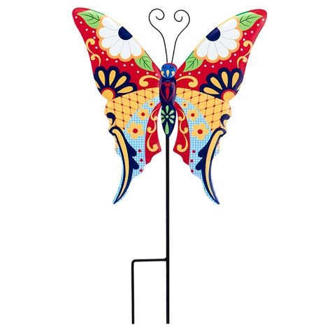 Colorful Talavera-Inspired Garden Stakes - Butterfly