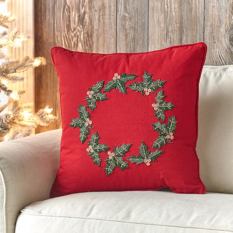 Cotton Beaded Holiday Pillows