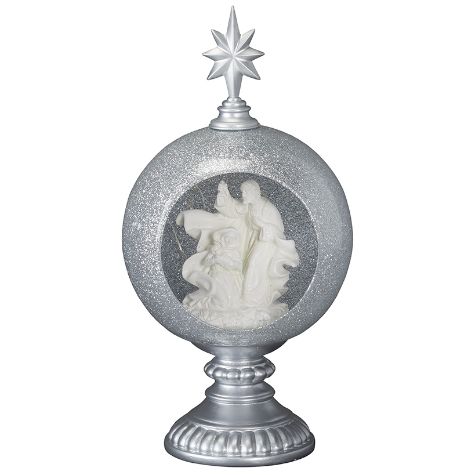 White Fairy Light Nativity Globe