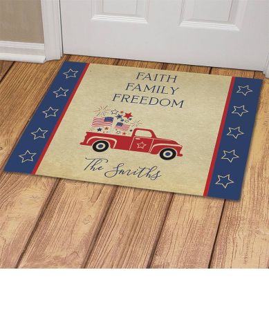 Personalized Patriotic Truck Doormats or Garden Flag