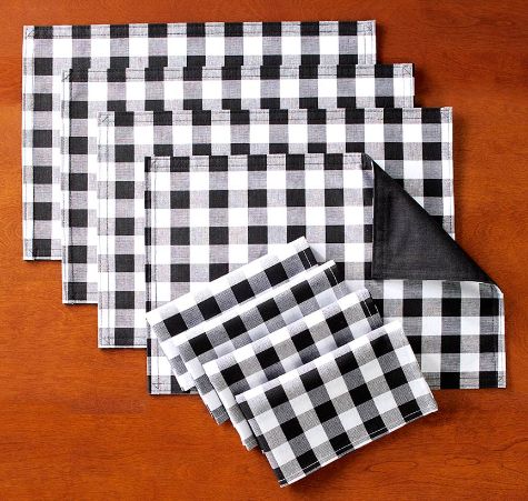 Sets of 4 Stain-Repellent Buffalo Plaid Placemats or Napkins