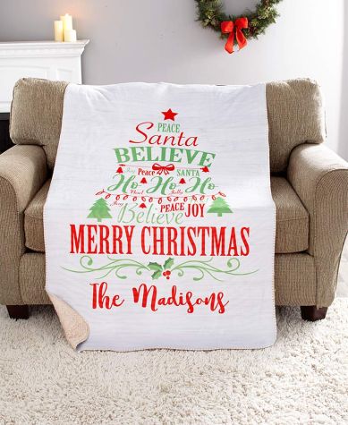 Personalized Sherpa Christmas Throws