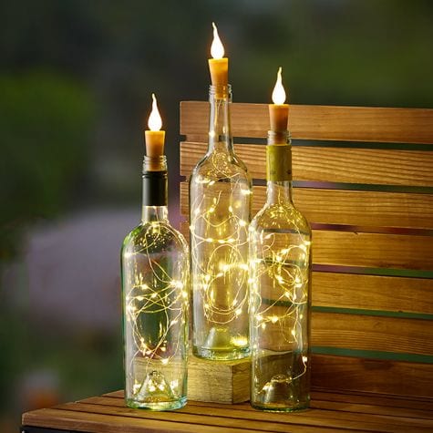 Sets of 3 Wine Bottle Candle Lights