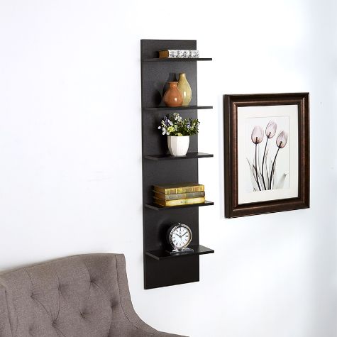 Wide Column Wall Shelves - Black