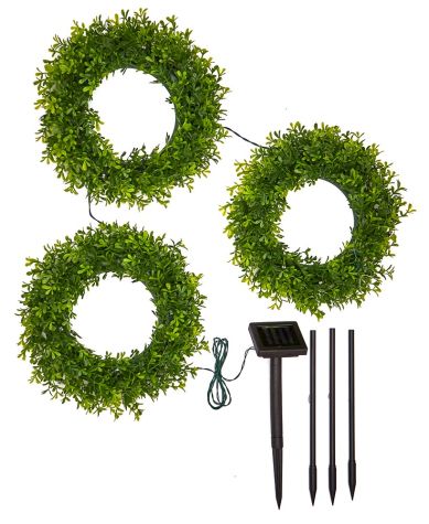 2-In-1 Solar Lighted Wreath Trios