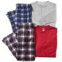 4-Pc. Thermal and Fleece Henley Pajama Sets - Navy/Red XL(40/42)