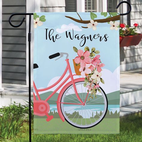 Personalized Floral Bicycle Garden Flag