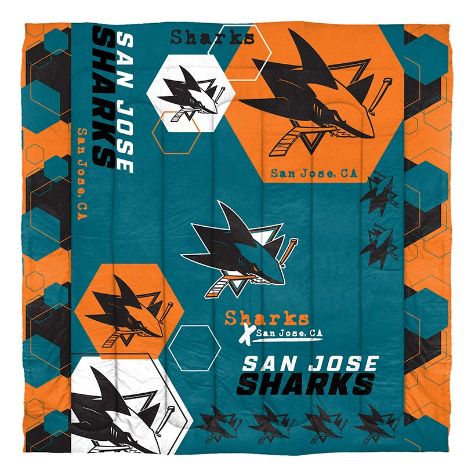 NHL Hexagon Comforter Sets - Sharks Full/Queen