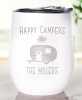Personalized Happy Campers Wine Tumblers - White