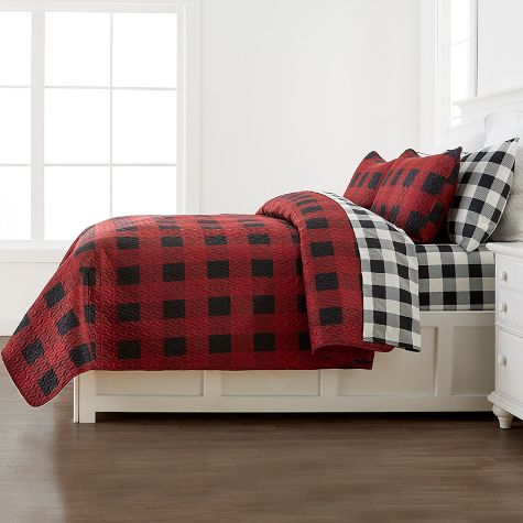 Buffalo Check Quilt Sets - Black/Red Twin