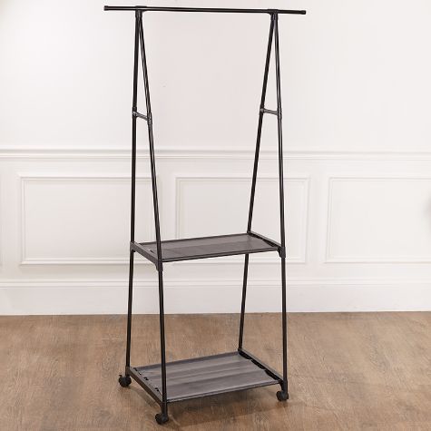 Rolling Garment Rack with Shelving