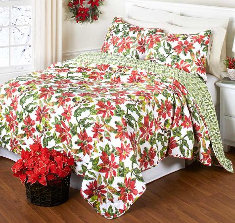 Poinsettia Berries Cotton Bedroom Ensemble