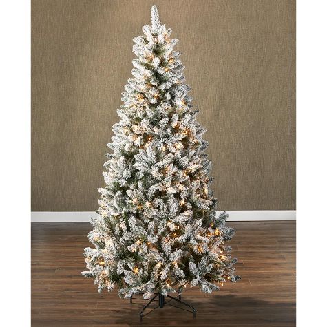 7.5-Ft. Pre-Lit Artificial Christmas Trees - Flocked