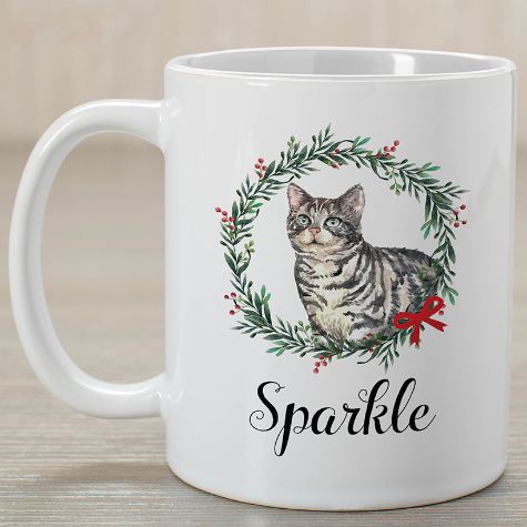 Personalized Christmas Cat Coffee Mugs - American Shorthair Cat