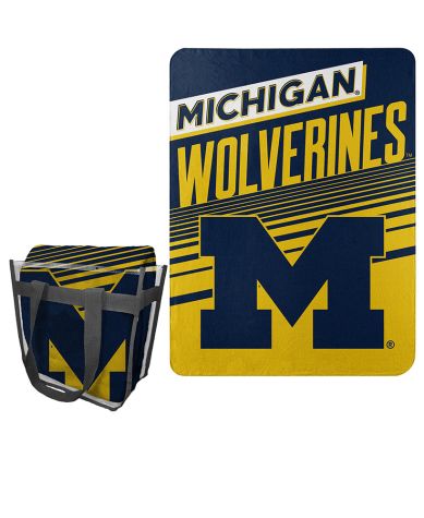 Collegiate Fleece Throw with Tote - Michigan