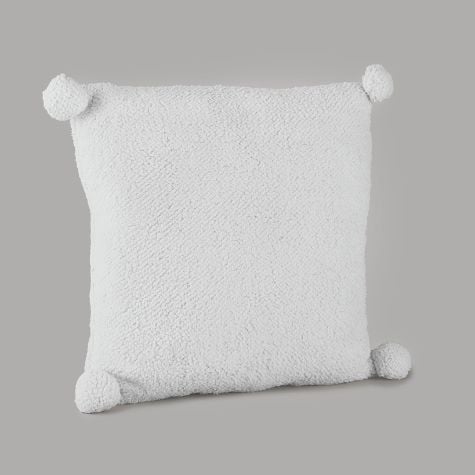 Pom-Pom Sherpa Throw Pillows - Gray
