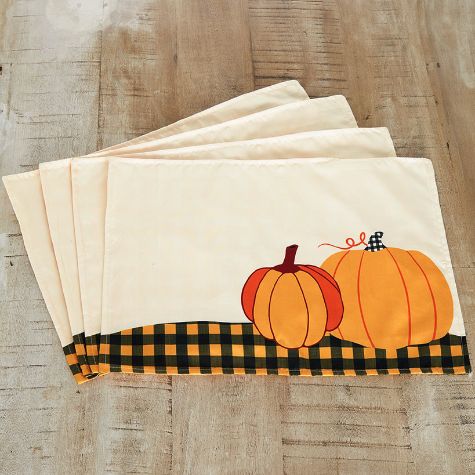Plaid Harvest Table Runner and Set of 4 Placemats - Set of 4 Placemats