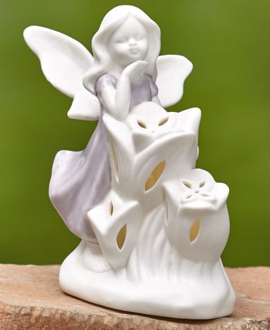 Lighted Porcelain Fairies - Lilac