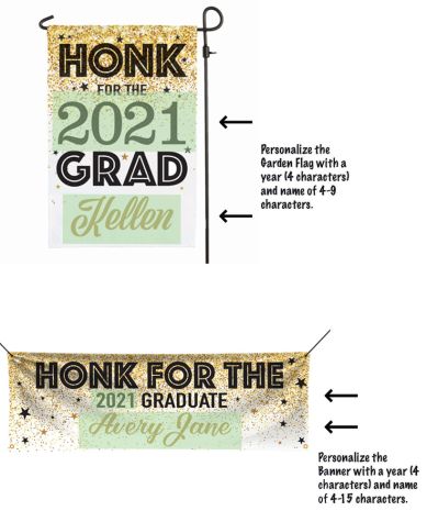 Personalized Honk for Grad Garden Flag or Banner