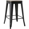 Metal and Wood Counter Stool - Counter Black