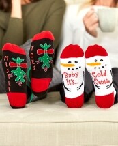 4-Pair Novelty Holiday Slipper Socks