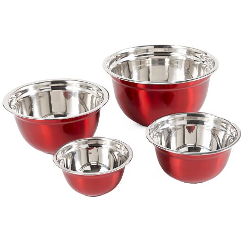 4-Pc. Stainless Steel Mixing Bowl Sets - Red