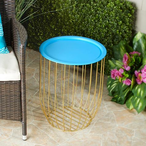Wire Storage Side Table with Removable Tabletop