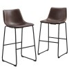 Sets of 2 Industrial Faux Leather Barstools