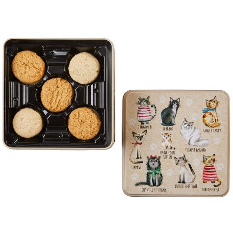 British Shortbread Cookies in Decorative Tin - Cat