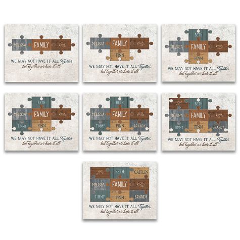 Personalized Family Puzzle Wall Signs - Multi-Color 11" x 14"