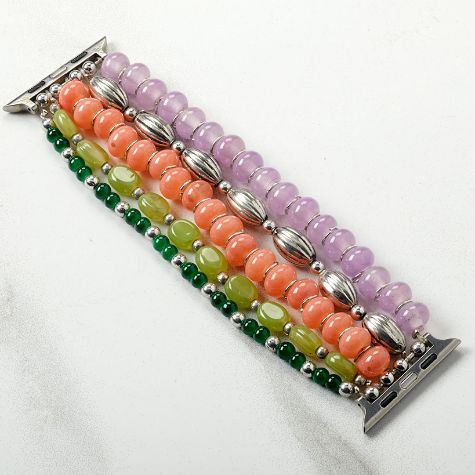 Beaded Bands for Smartwatch - Green/Orange