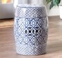 Blue and White Ceramic Decorative Stool