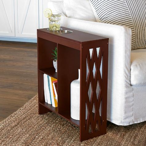 Decorative End Table with Drink Holder