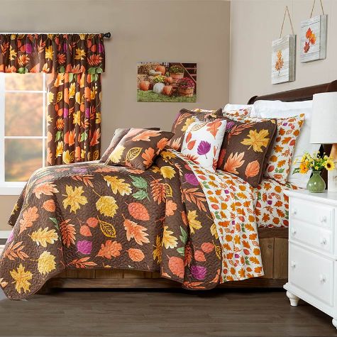 Country Leaves Quilted Bedroom Ensemble