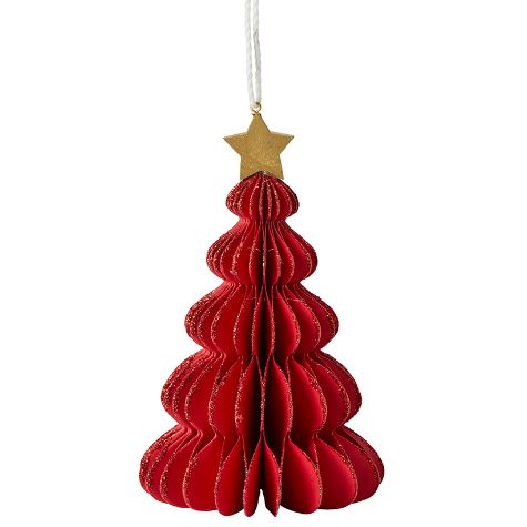 5-Tier Paper Tree Ornaments - Red