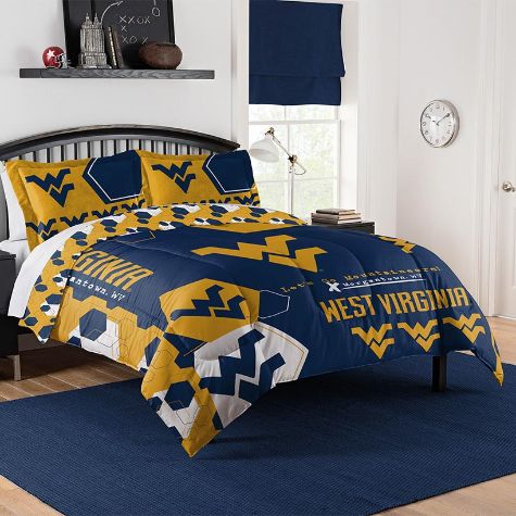 NCAA Hexagon Comforter Set - West Virginia Full/Queen