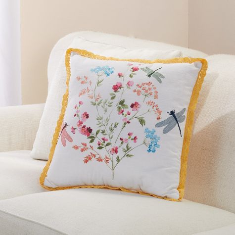 Full Bloom Spring Decorative Pillows - Accent Pillows Dragonflies