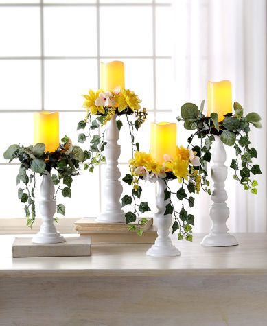 Floral Pillar Candleholders