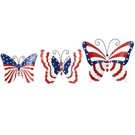 Butterfly Trio Wall Art - Patriotic
