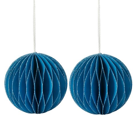 Sets of 2 Paper Shape Ornaments - Blue Ball