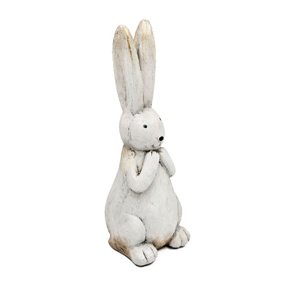 7.5x7x20" Textured White Magnesium Bunny Rabbit with Subtle Gold Details - image 4