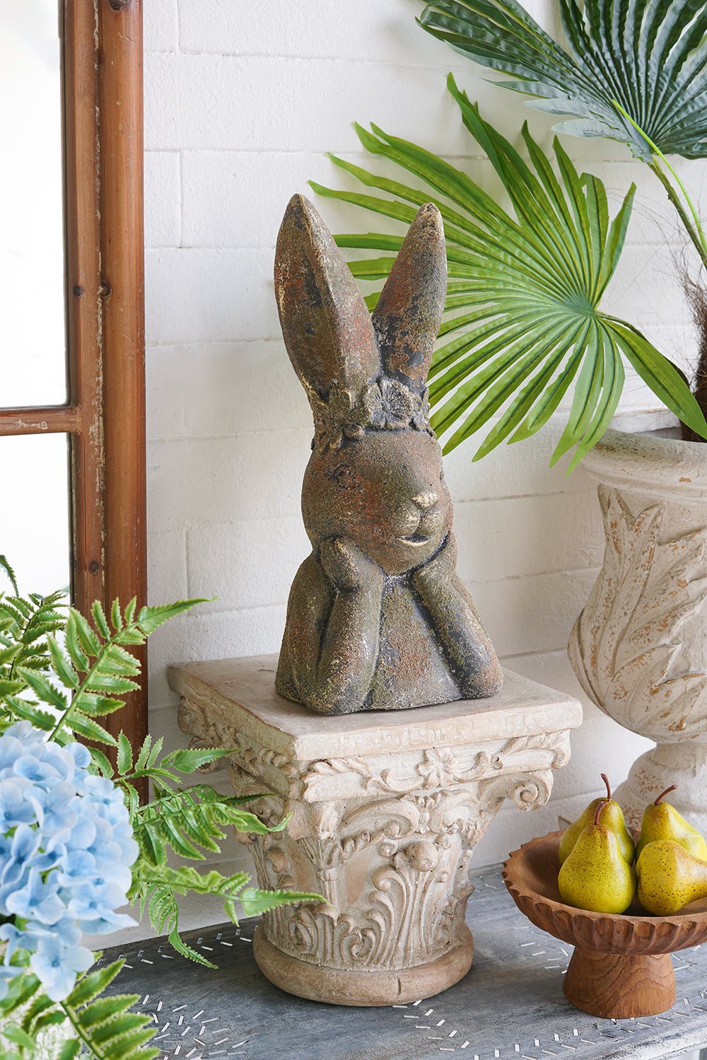 6.7x5.9x15.2" Antique Rabbit Figurine - image 7